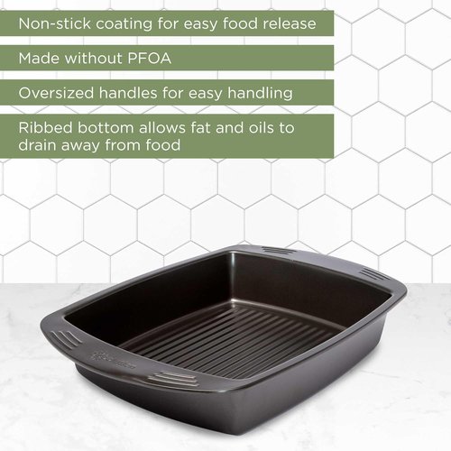 Ecolution Nonstick Roasting Pan - Premium Carbon Steel, Oven Safe to 450°F | 16" x 12.75" Interior