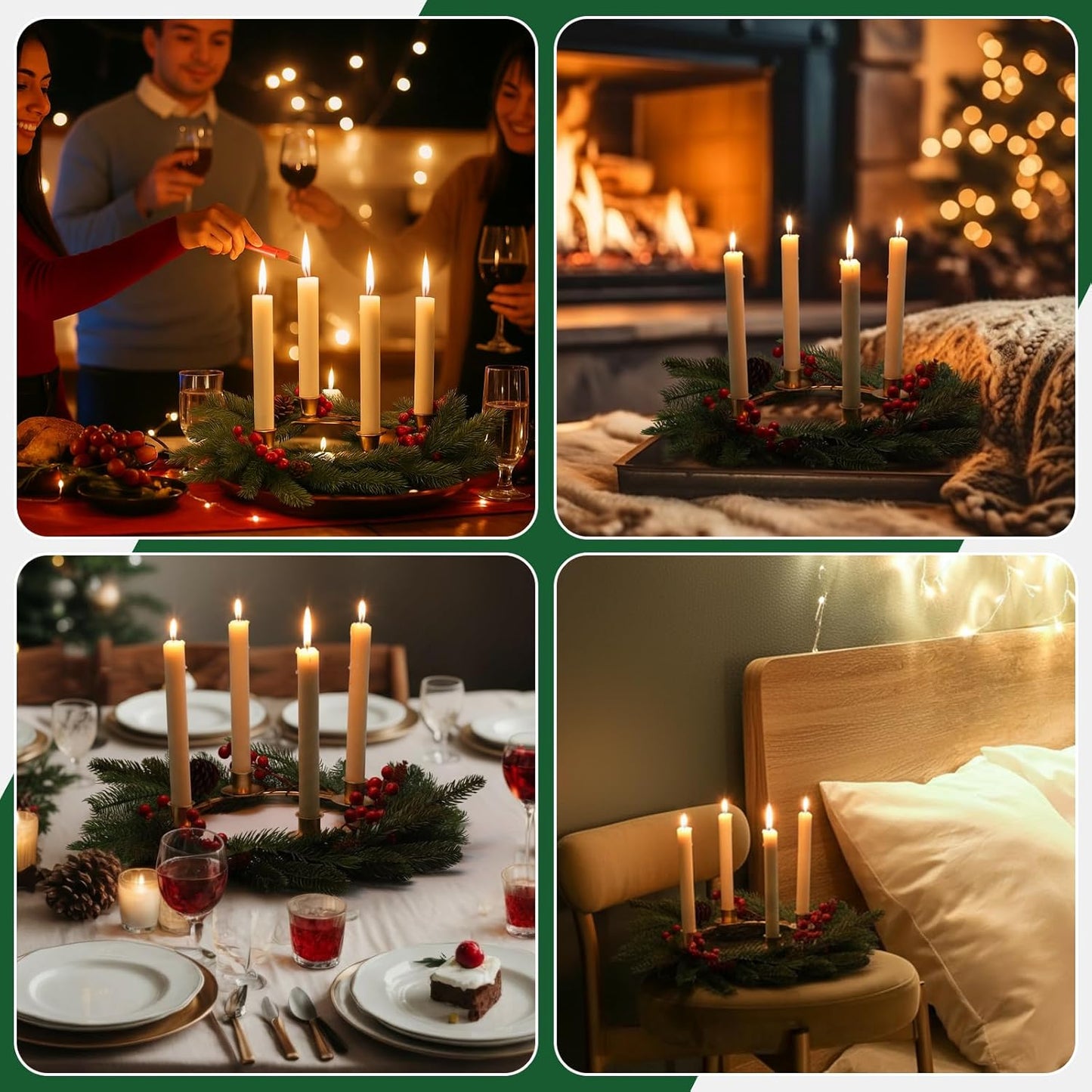 Regine Switzerland Christmas Advent Wreath Ring - Gold Metal Candle Holder Set of 4 for Home Decor