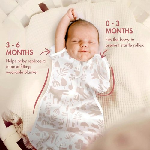 ANYEDDE Newborn Swaddle Sleep Bag - Arms Up Design, Removable Cuffs, 0-3 Months, Pink Bunny