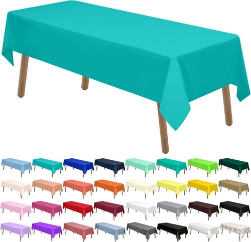 Aqua Blue Tablecloths by [Brand Name] - Disposable 54 x 108 Inch Covers for Baby Showers & Parties