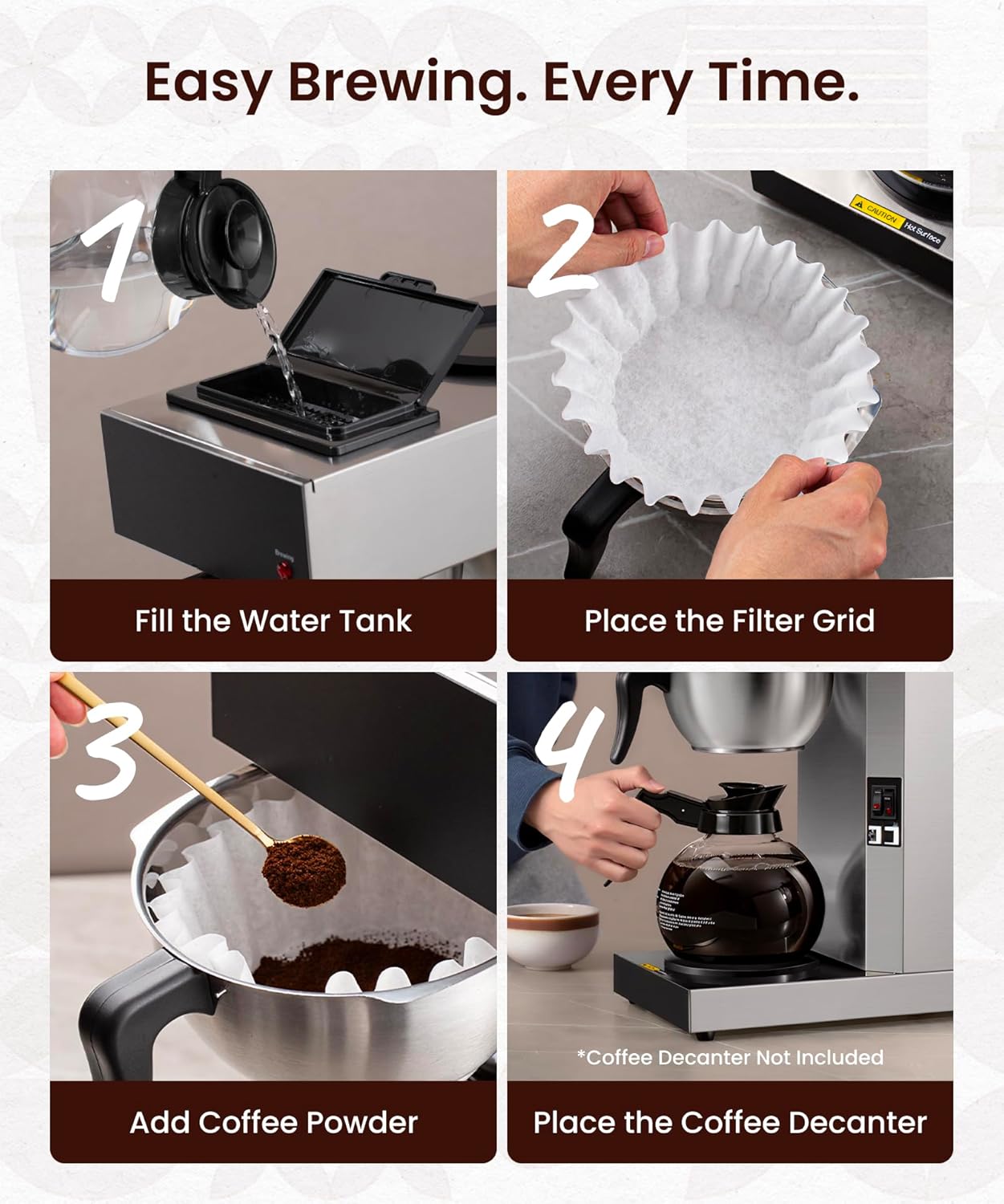 SYBO 12-Cup Commercial Coffee Maker - Industrial Stainless Steel Brewer with 2 Warmers