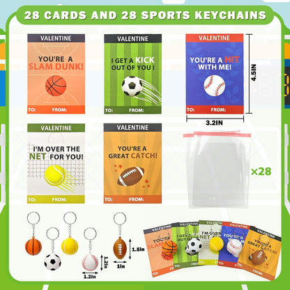Skiennix Sport Stress Ball - 28 Pack Mini Foam Balls with Keychains & Exchange Cards for Kids