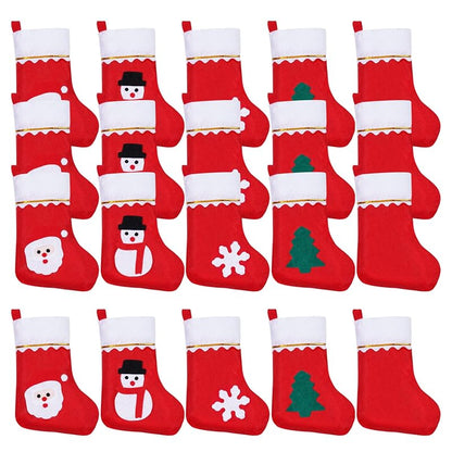 Christmas Mini Stockings Set 20 Pcs - Felt Christmas Tableware Holders & Decor