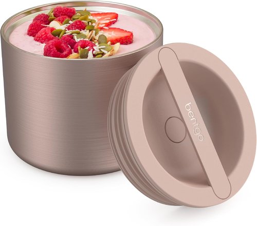 Bentgo Stainless Insulated Food Container - 2.4 Cups | Triple-Layer Vacuum Seal, Leak-Proof, Rose Gold