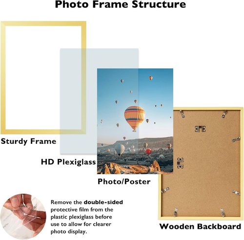 JCJMY Gold Puzzle Frame - 15x21.25 Wall Hanging Picture Frame with Shatter Resistant Plexiglass