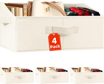 Criusia Closet Organizers - 4 Pack Large Fabric Bins with Handles for Home Storage | Organize Clothes, Toys, and More