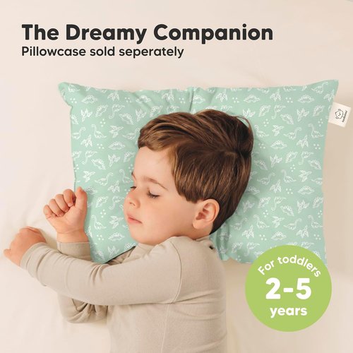 KeaBabies Toddler Pillows - Soft Organic Cotton 2-Pack for Ages 2-5 | Ideal for Sleeping, Travel, Nap (DinoLand)