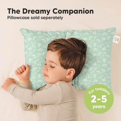 KeaBabies Toddler Pillows - Soft Organic Cotton 2-Pack for Ages 2-5 | Ideal for Sleeping, Travel, Nap (DinoLand)