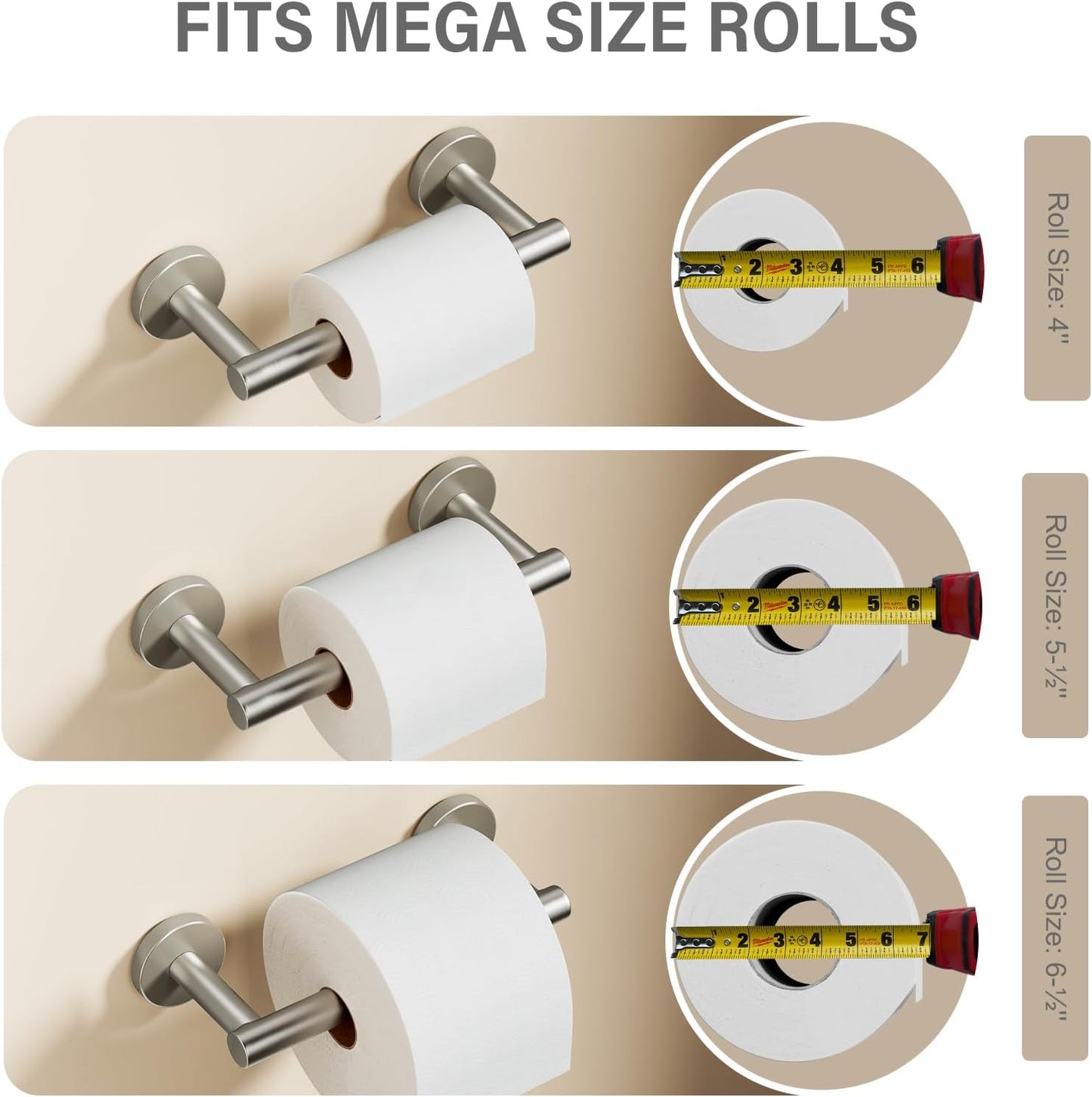 POKIM Brushed Nickel Toilet Paper Holder - Stainless Steel Double Post for Jumbo Rolls | Commercial & Home Use