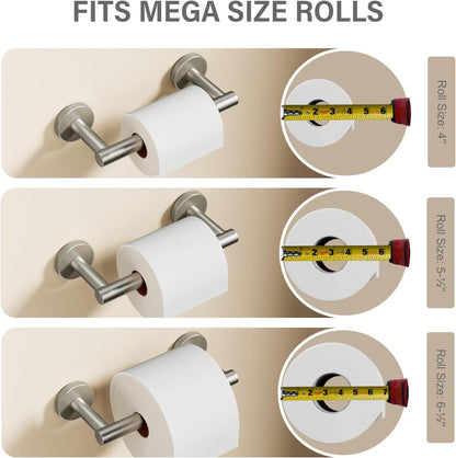 POKIM Brushed Nickel Toilet Paper Holder - Stainless Steel Double Post for Jumbo Rolls | Commercial & Home Use