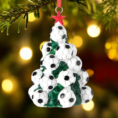Daifunli 4 Inch Soccer Ball Christmas Ornament - Resin Holiday Gift