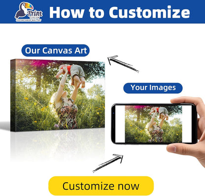 PrintToucan Custom Canvas Print - Personalized Photo Wall Art | 10x8 IN | Perfect Gift for Couples & Family Decor