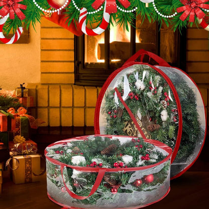 ProPik Christmas Wreath Storage Bag - 30" Waterproof Clear PVC Container | 2-Pack Holiday Wreath Holder