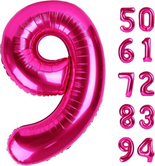Hot Pink Number 9 Balloon - 40 Inch Giant Birthday Decoration for Girls | Perfect for 9th, 19th, 29th Parties