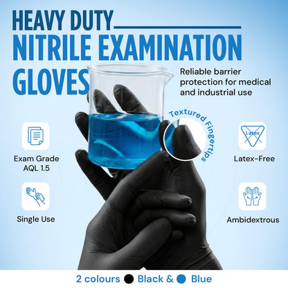 SAFEKO Nitrile Exam Gloves, Latex-Free Powder-Free Non-Sterile Disposable Gloves, For Medical, Cleaning, And Kitchen Prep, Black, 100 Count