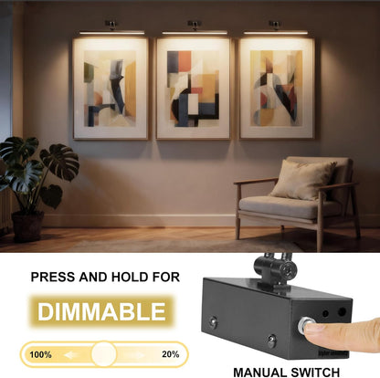 Yuichoy Picture Lights - 12 Inch Wireless Battery Operated Art Lighting | Dimmable, Remote Control, 6 Colors