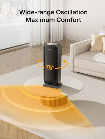 Pelonis 1500W Electric Space Heater - Portable Ceramic Heater with Thermostat & Remote | Ideal for Bedroom & Office