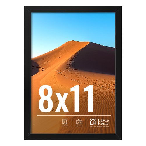 LaVie Home 8x11 Picture Frame for Wall Display, 8x11 Black Picture Frame with HD Plexiglas, 8 x 11 Frame 1 Pack, Display Frame for Vertical or Horizontal, Classic Collection