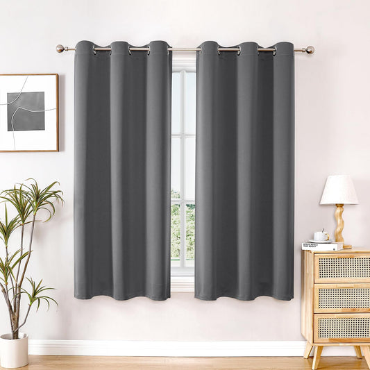 ChrisDowa Blackout Curtains - Thermal Insulated Room Darkening Panels, 2 Set (Grey, 42 x 48 Inch)