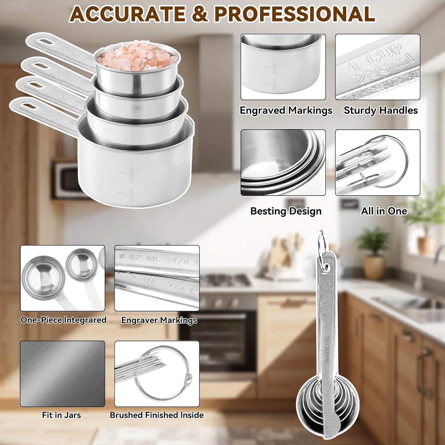 Skiennix Electric Hand Mixer - 5-Speed Handheld Mixer with 4 Stainless Steel Bowls & Measuring Cups | 200W Baking Essential