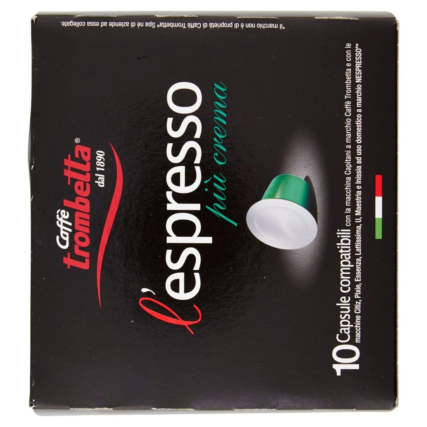 Trombetta l'espresso Piu Crema, 10 Count (Pack of 8)