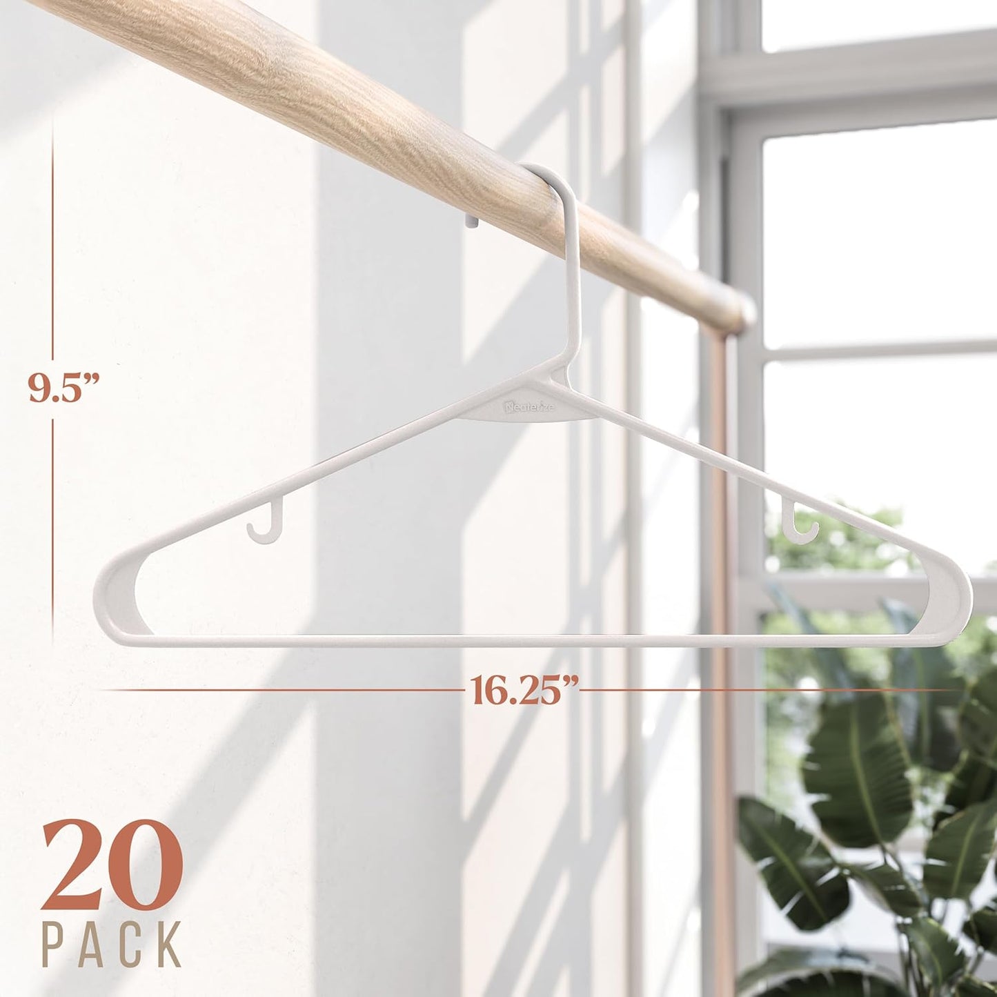 Plastic Hangers 20 Pack - Space-Saving Clothes Hangers for Coats & Closet Essentials - White