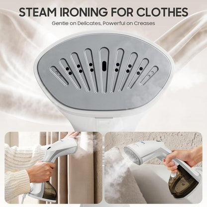 Lollair Handheld Clothes Steamer - 1200W, 20S Heat-Up, 250ml Capacity | 2-in-1 Design for All Fabrics