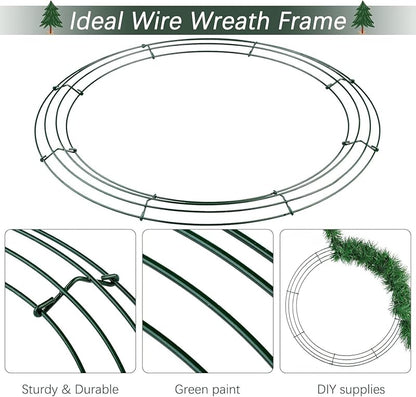 Aodaer 24 Pack 12 Inch Christmas Wire Wreath Frames - Green Metal Ring