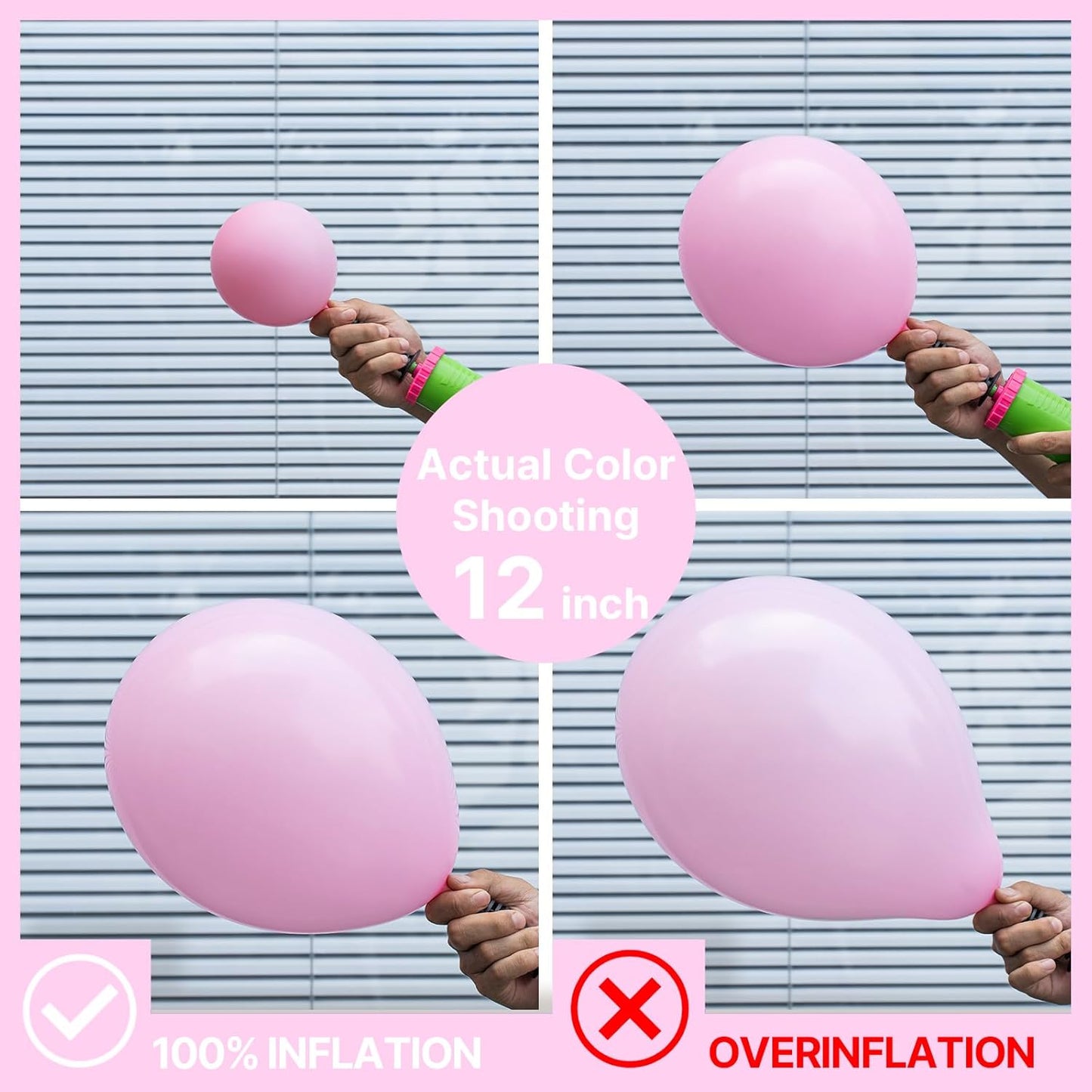 PartyWoo Baby Pink Balloons - 100 Pcs in Various Sizes for Baby Shower & Birthday Decor | Arch Kit & Garland