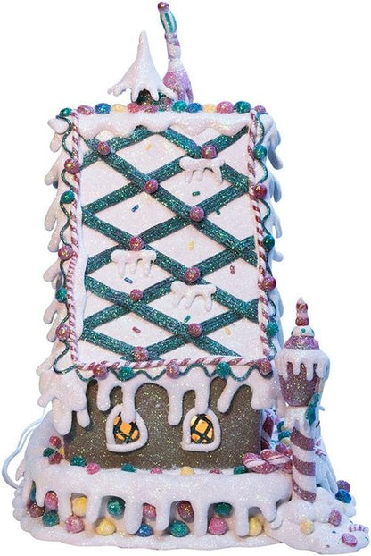 Kurt Adler Gingerbread Inn | 13-Inch Claydough Decoration with C7 Bulb for Festive Cheer