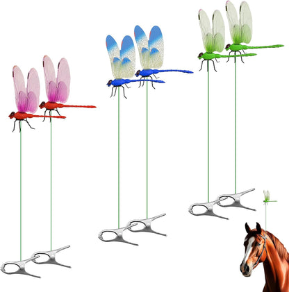 Skiennix 6 Pack Dragonfly Clip Bug Repellent - 3D Garden Decor & Fly Deterrent Stakes for Indoor/Outdoor Use