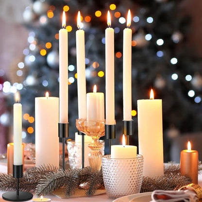 Sieral Candle Holders - Modern Decorative Metal Taper Candlesticks Set | 15 Matte Black Holders for Weddings & Home Decor