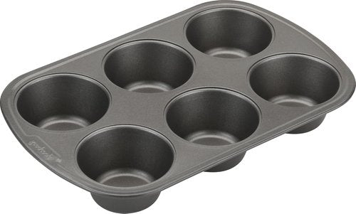 GoodCook Jumbo Texas Muffin Pan - 6-Cup Nonstick Steel Bakeware | Gray Finish