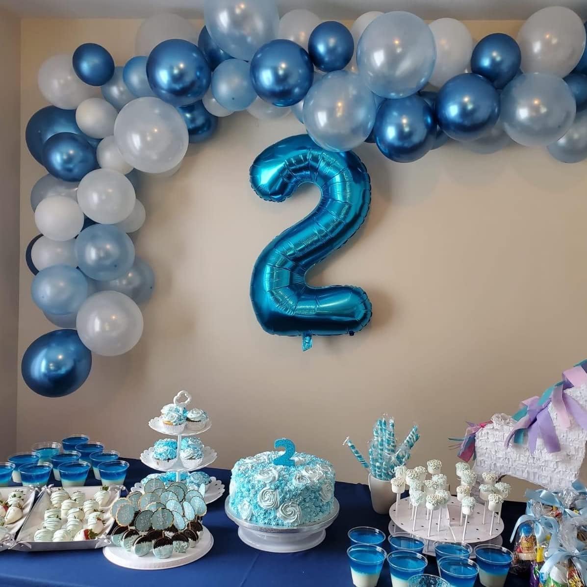 Skiennix 40'' Blue Number 1 Balloon - Giant Self-Inflating Foil for 1st Birthday & Baby Shower Decor