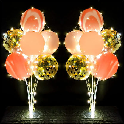 Skiennix Balloon Stand Kit - Pink Table Centerpiece with String Lights | Reusable Party Decorations