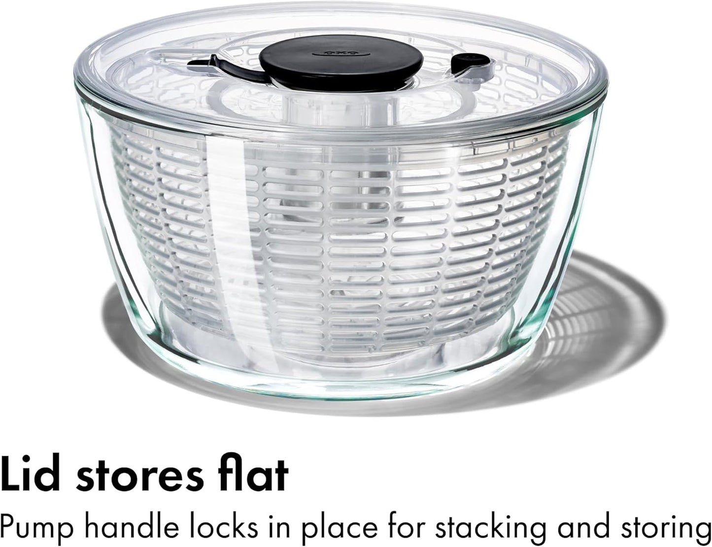 OXO Good Grips Glass Salad Spinner - Large 6.22-Qt BPA-Free Lettuce & Fruit Washer with Easy Pump