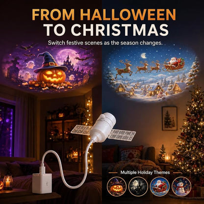 Halloween Projector Lights Indoor – Plug & Play with 14 Films, HD Glass & Color Films