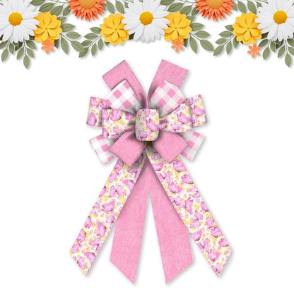 Estivaux Large Spring Flower Wreath Bows - Pink Burlap Butterfly Design for Weddings & Parties