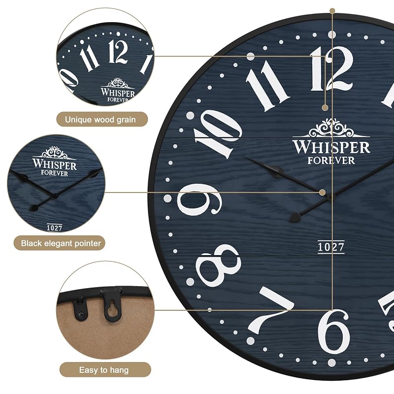 3More 24-Inch Silent Battery-Operated Wall Clock - Blue (Variation of THIS listing)