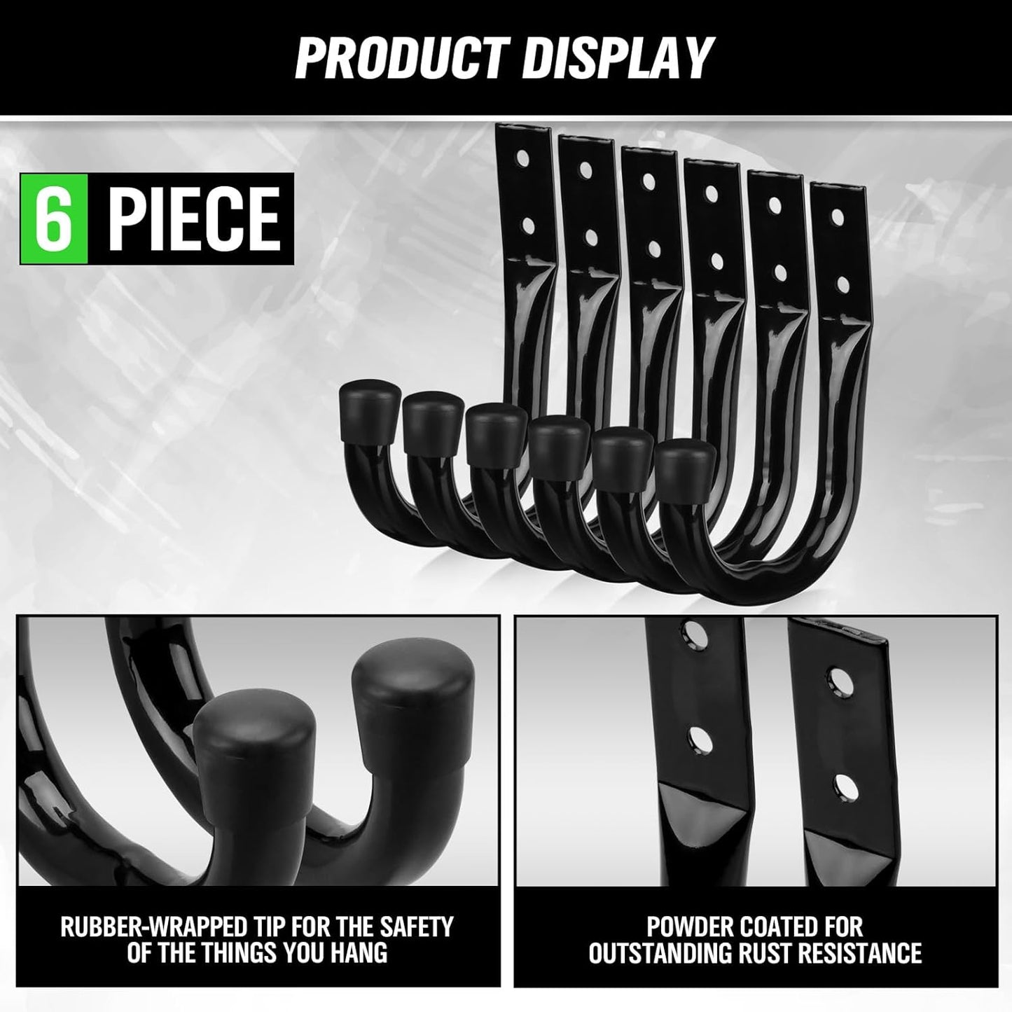 SWANLAKE Garden Tools | 12-Piece Heavy Duty Garage Storage Hooks Set - Utility Bike Wall Hooks