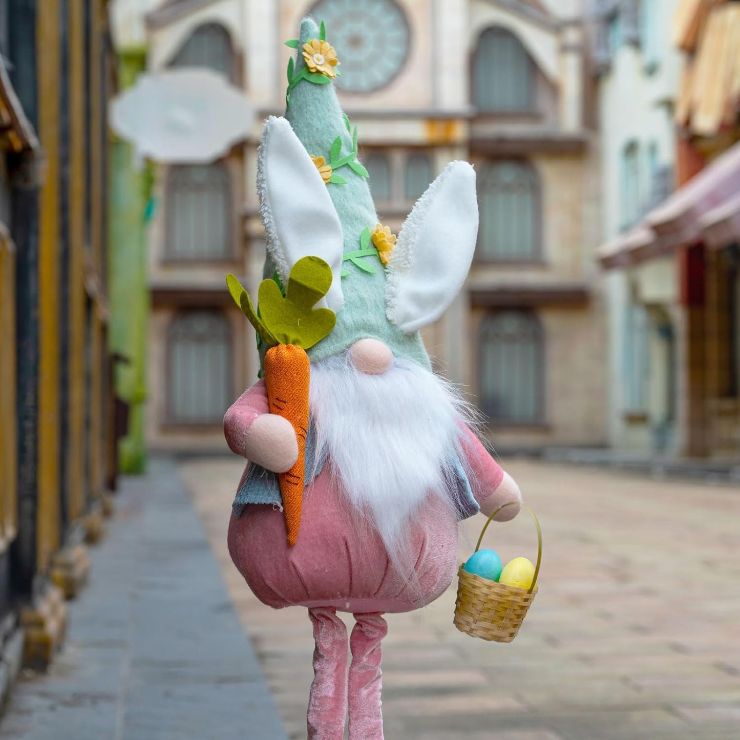 Unanscre Easter Bunny Gnome Plush Decoration - 26’’-36’’ Large Rabbit with Retractable Legs for Home Decor