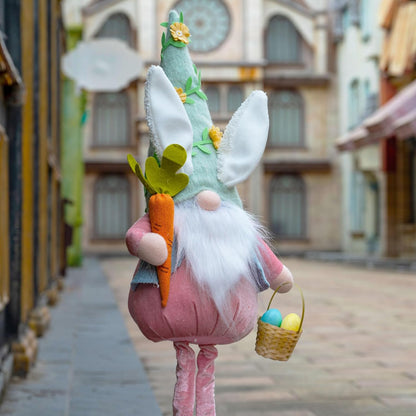Unanscre Easter Bunny Gnome Plush Decoration - 26’’-36’’ Large Rabbit with Retractable Legs for Home Decor