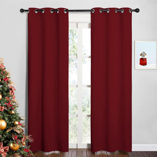 NICETOWN Blackout Curtains - Thermal Insulated Burgundy Drapes for Christmas | 34 x 84-Inch Pair