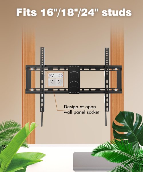 TV Wall Mount for Most 37-82 Inch, Low Profile Tilt Wall Mount TV Bracket for Flat/Curved TVs with Max VESA 600x400mm, Fits 16"-24" Studs Up to 132 lbs, Black