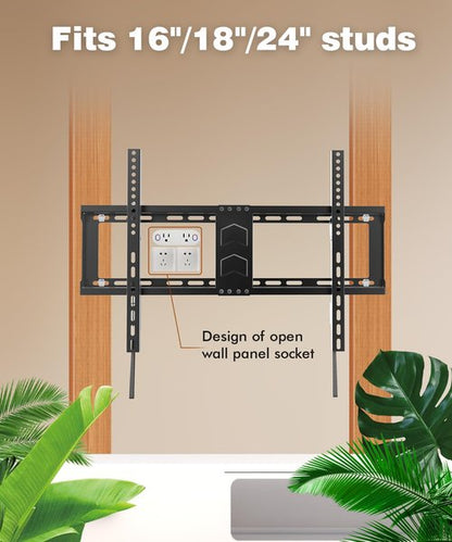 TV Wall Mount for Most 37-82 Inch, Low Profile Tilt Wall Mount TV Bracket for Flat/Curved TVs with Max VESA 600x400mm, Fits 16"-24" Studs Up to 132 lbs, Black
