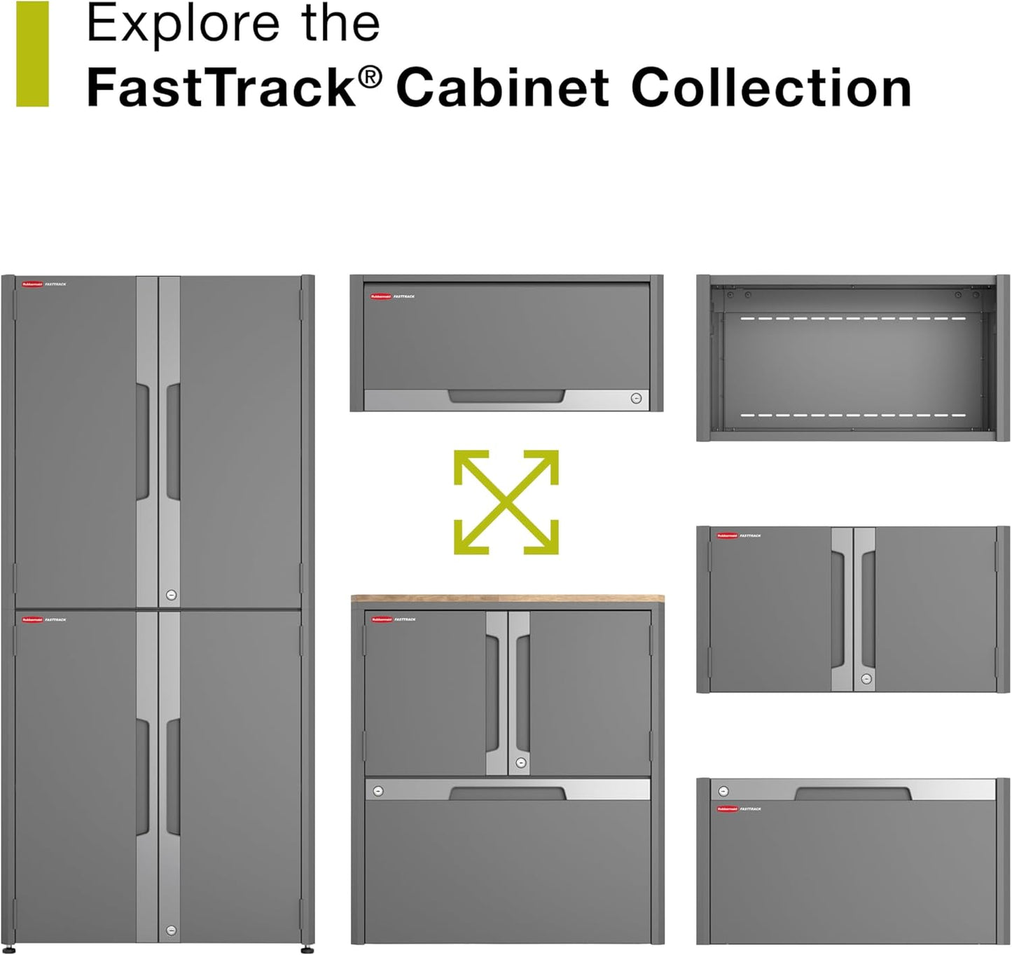 Rubbermaid FastTrack 2-Door Cabinet - Durable Garage Storage Solution for Organized Spaces