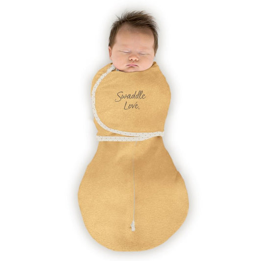 SwaddleDesigns 6-Way Omni Swaddle Sack, Arms Up Swaddle for Newborn, More Options to Calm Startle Reflex, Improves Sleep, Easy Transition Baby Sleep Sack, Small, 0-3 Mo, 6-14 lbs, Gold, Swaddle Love