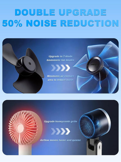 Turbo Fan by Portable Handheld | 5-Speed Battery Operated Cooling Fan | 13-Hour Rechargeable - Black