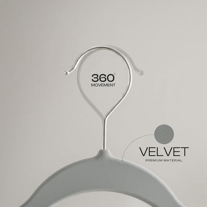 Utopia Home Velvet Hangers - Luxury Non-Slip Slim Coat & Pant Hangers, 20 Pack, Grey with 360° Swivel Hook