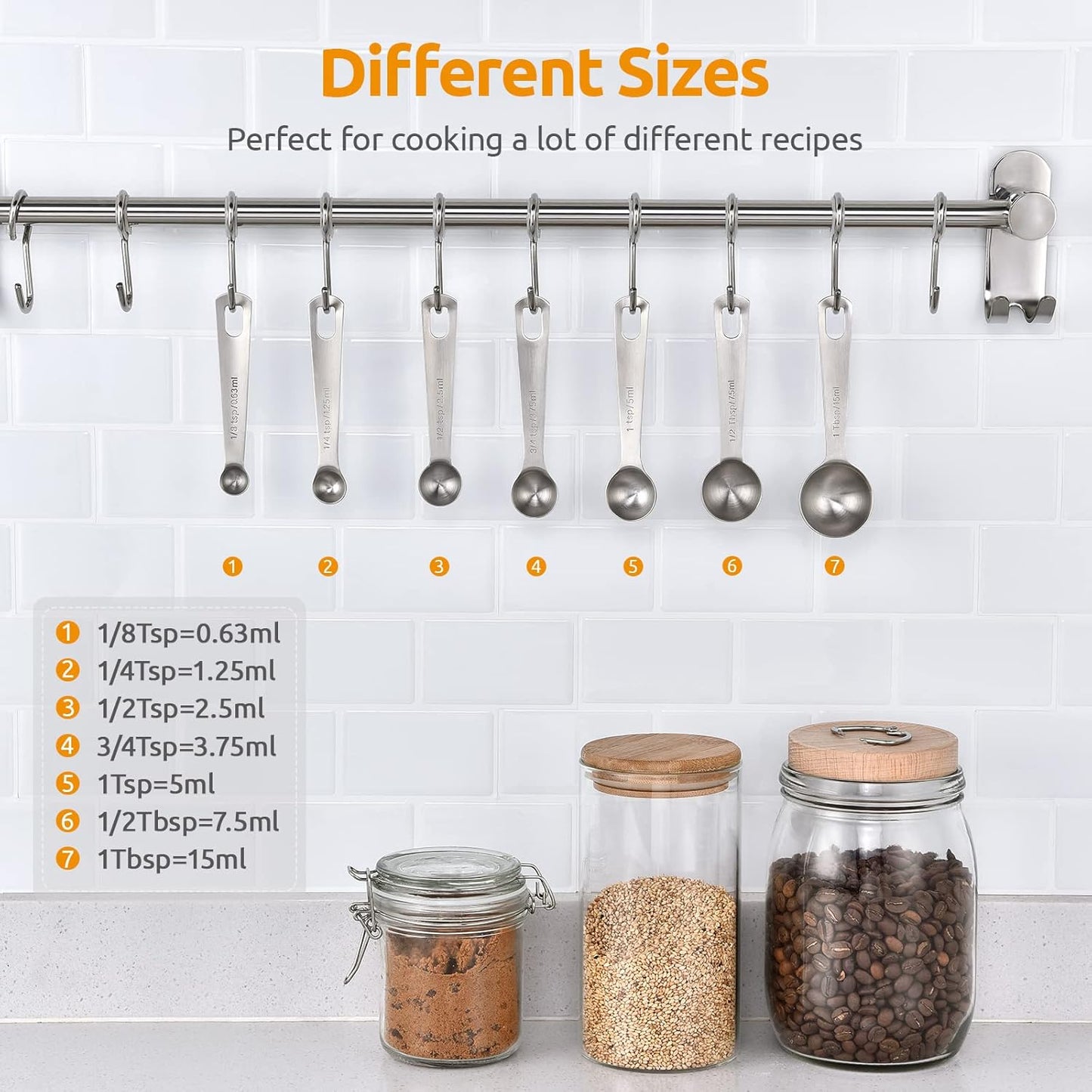 U-Taste 7-Piece Stainless Steel Measuring Spoons Set - Precision for Dry & Liquid Ingredients